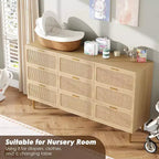 Commode en bois à 9 tiroirs avec tiroirs de rangement pour chambre et salon