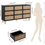 Commode en bois à 9 tiroirs avec tiroirs de rangement pour chambre et salon