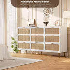 Commode en bois à 9 tiroirs avec tiroirs de rangement pour chambre et salon