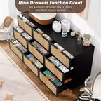 Commode en bois à 9 tiroirs avec tiroirs de rangement pour chambre et salon