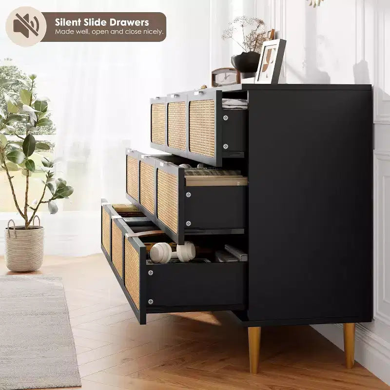 9-Drawer Wooden Dresser with Storage Drawers for Bedroom and Living Room