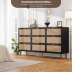 Commode en bois à 9 tiroirs avec tiroirs de rangement pour chambre et salon