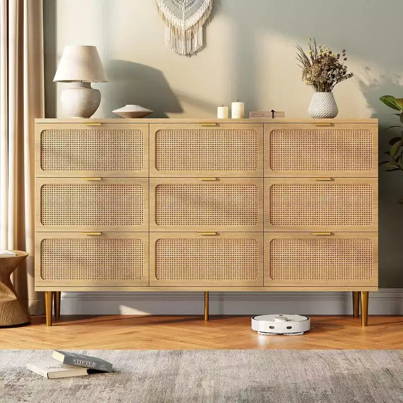 9-Drawer Wooden Dresser with Storage Drawers for Bedroom and Living Room