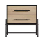 Nightstand with Drawers Light Wood Bedside Table, Wide Side Table
