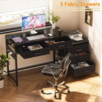Bureau d'angle avec tiroirs de classement et station de charge