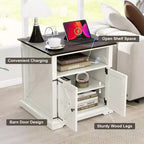 Table de chevet de 61 cm avec station de charge, table d'appoint de style rustique avec 2 tiroirs et étagère réglable, table de chevet avec pieds en bois massif
