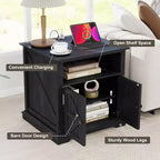 Table de chevet de 61 cm avec station de charge, table d'appoint de style rustique avec 2 tiroirs et étagère réglable, table de chevet avec pieds en bois massif