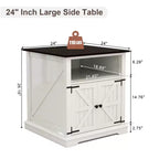 Table de chevet de 61 cm avec station de charge, table d'appoint de style rustique avec 2 tiroirs et étagère réglable, table de chevet avec pieds en bois massif