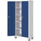 Steel Storage Cabinet with Locking Doors, 71 Heavy Duty Metal Cabinet with Adjustable Shelves