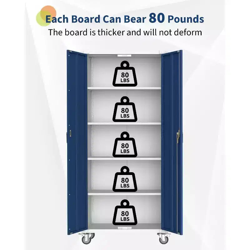 72-Inch Tall Steel Storage Cabinet with Locking Doors and Adjustable Shelves