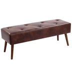 Furniliving 44 Inch Bedroom Ottoman Bench, Faux Leather Upholstered with Wooden Legs for Living Room/Bedroom/Entryway