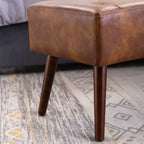 Banc ottoman de chambre à coucher de 112 cm, rembourré en similicuir avec pieds en bois pour salon/chambre à coucher/entrée