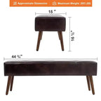 Banc ottoman de chambre à coucher de 112 cm, rembourré en similicuir avec pieds en bois pour salon/chambre à coucher/entrée