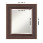 Miroir mural biseauté pour salle de bain, cadre bronze marron