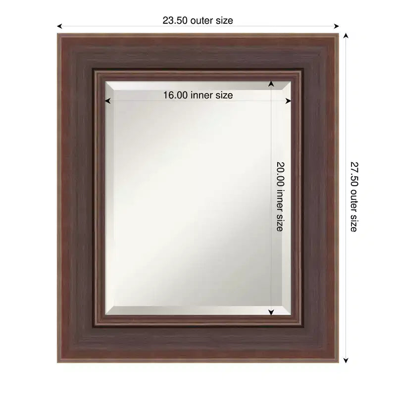 Brown Bronze Beveled Framed Bathroom Vanity Wall Mirror