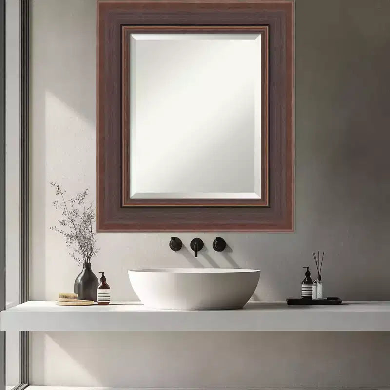 Brown Bronze Beveled Framed Bathroom Vanity Wall Mirror