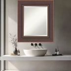 Miroir mural biseauté pour salle de bain, cadre bronze marron