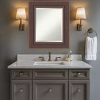 Miroir mural biseauté pour salle de bain, cadre bronze marron