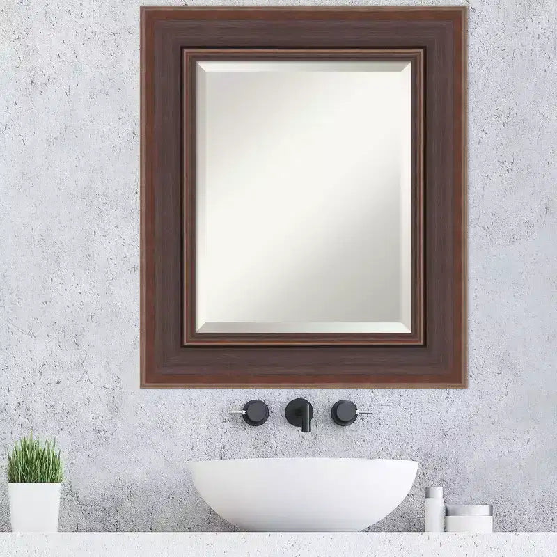 Brown Bronze Beveled Framed Bathroom Vanity Wall Mirror
