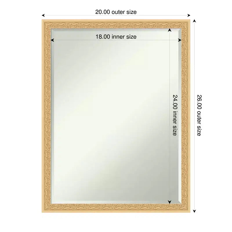 Half-Inch Bevel Wood Framed Bathroom Vanity Wall Mirror