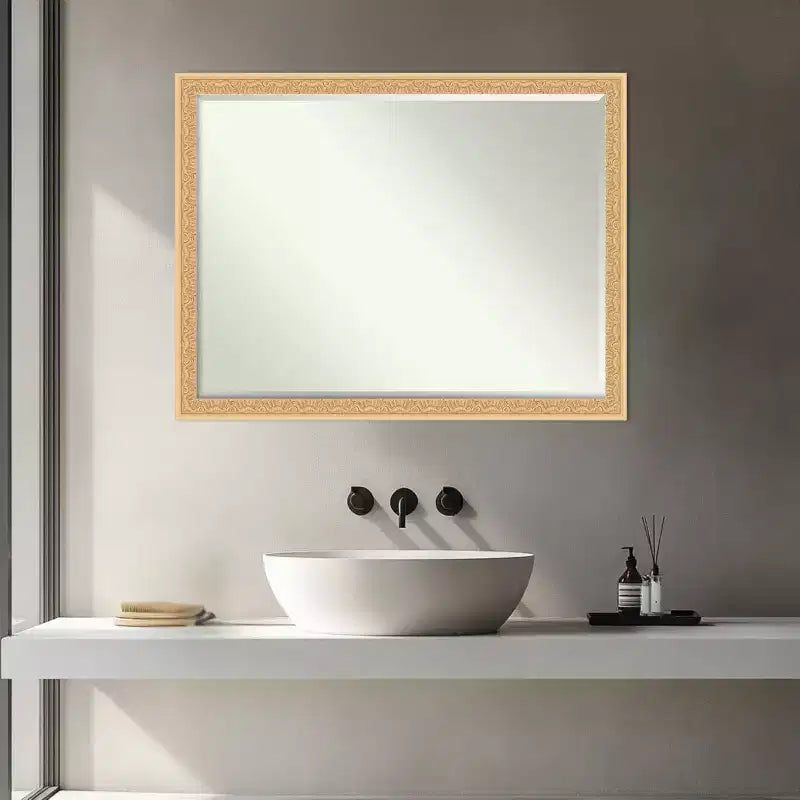 Half-Inch Bevel Wood Framed Bathroom Vanity Wall Mirror