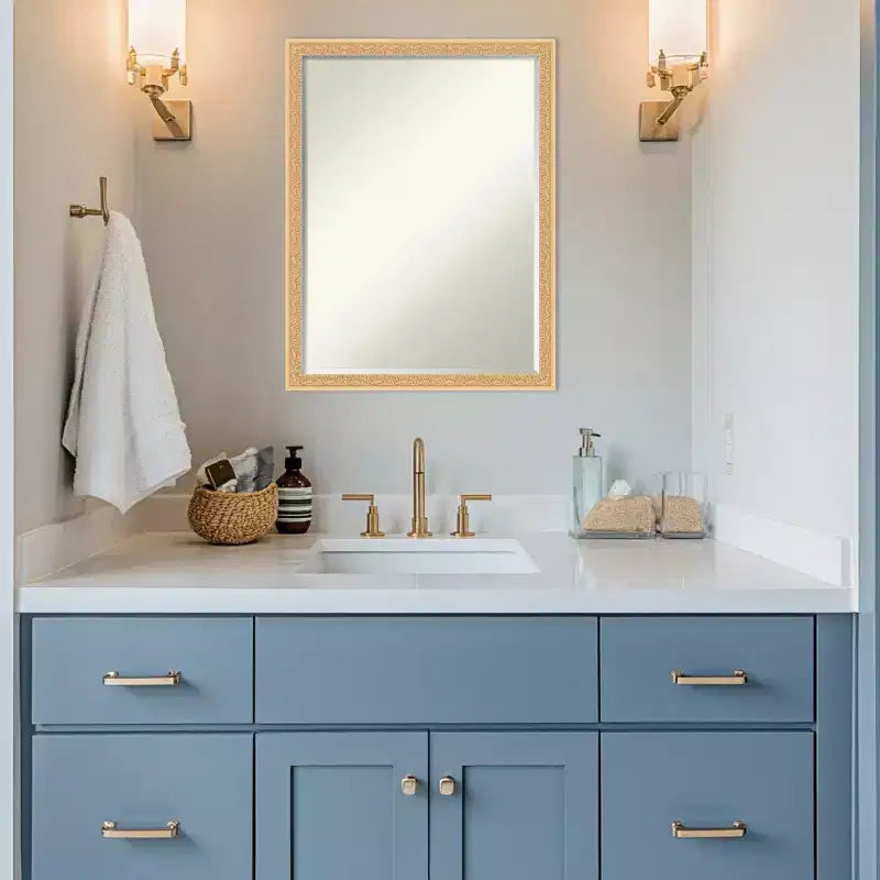 Half-Inch Bevel Wood Framed Bathroom Vanity Wall Mirror
