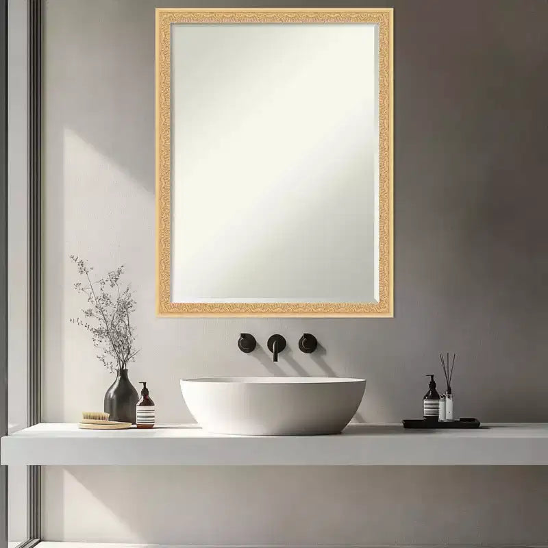 Half-Inch Bevel Wood Framed Bathroom Vanity Wall Mirror