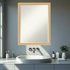 Miroir mural de salle de bain encadré en bois biseauté d'un demi-pouce