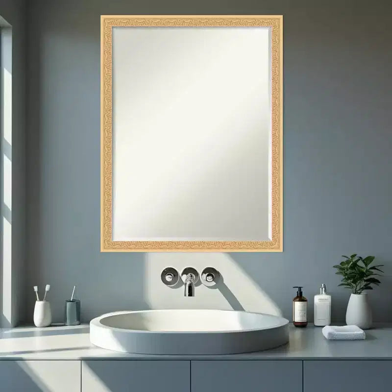 Half-Inch Bevel Wood Framed Bathroom Vanity Wall Mirror