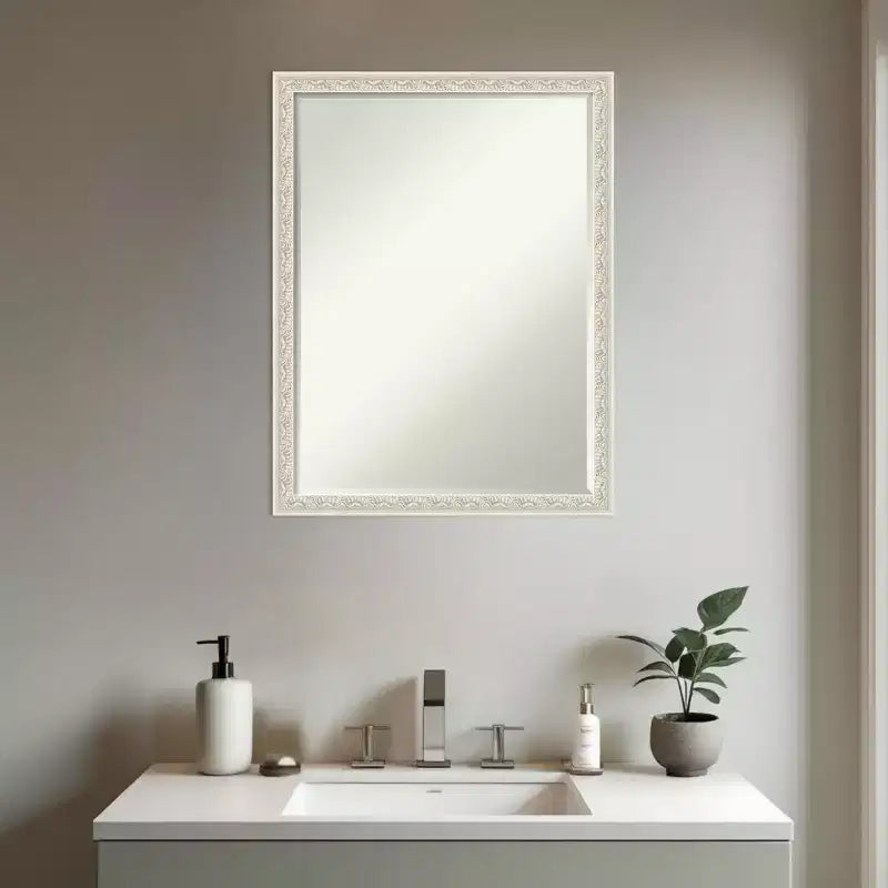 Half-Inch Bevel Wood Framed Bathroom Vanity Wall Mirror