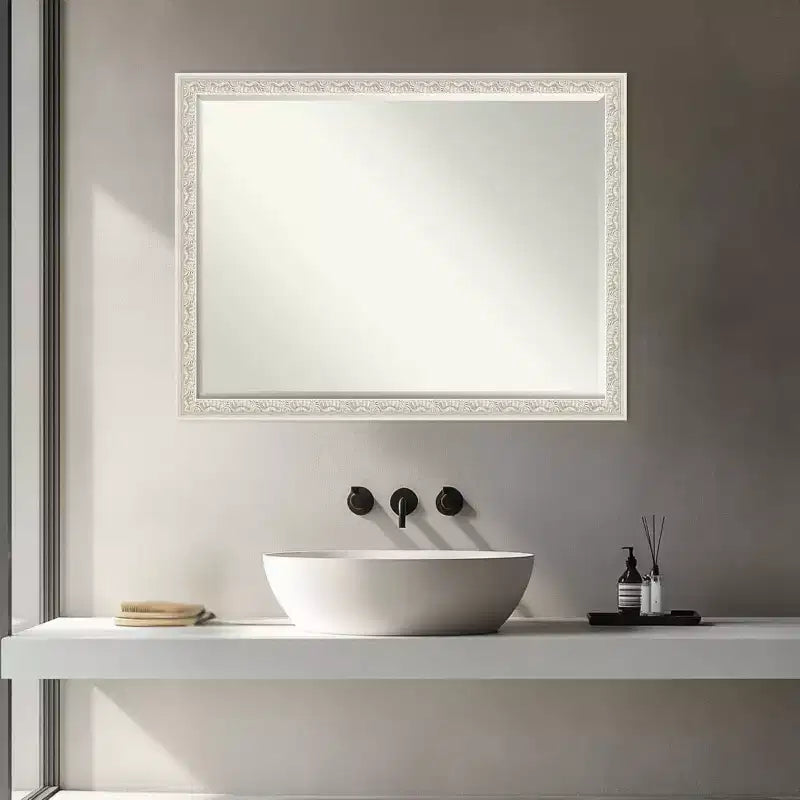 Half-Inch Bevel Wood Framed Bathroom Vanity Wall Mirror
