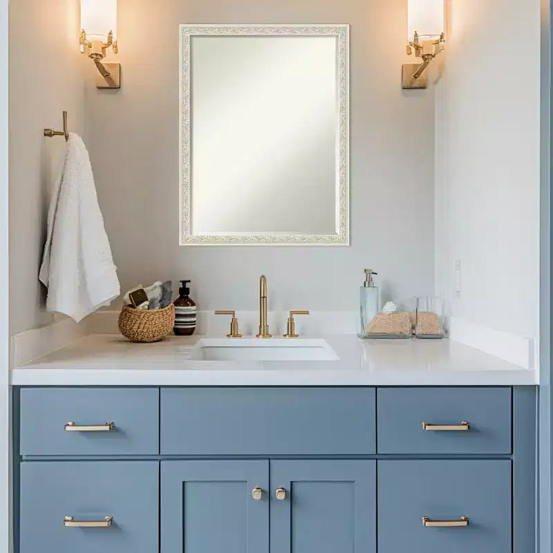 Half-Inch Bevel Wood Framed Bathroom Vanity Wall Mirror