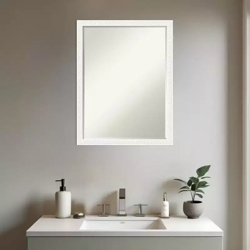 Half-Inch Bevel Wood Framed Bathroom Vanity Wall Mirror