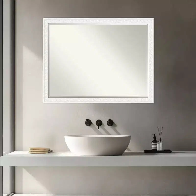 Half-Inch Bevel Wood Framed Bathroom Vanity Wall Mirror