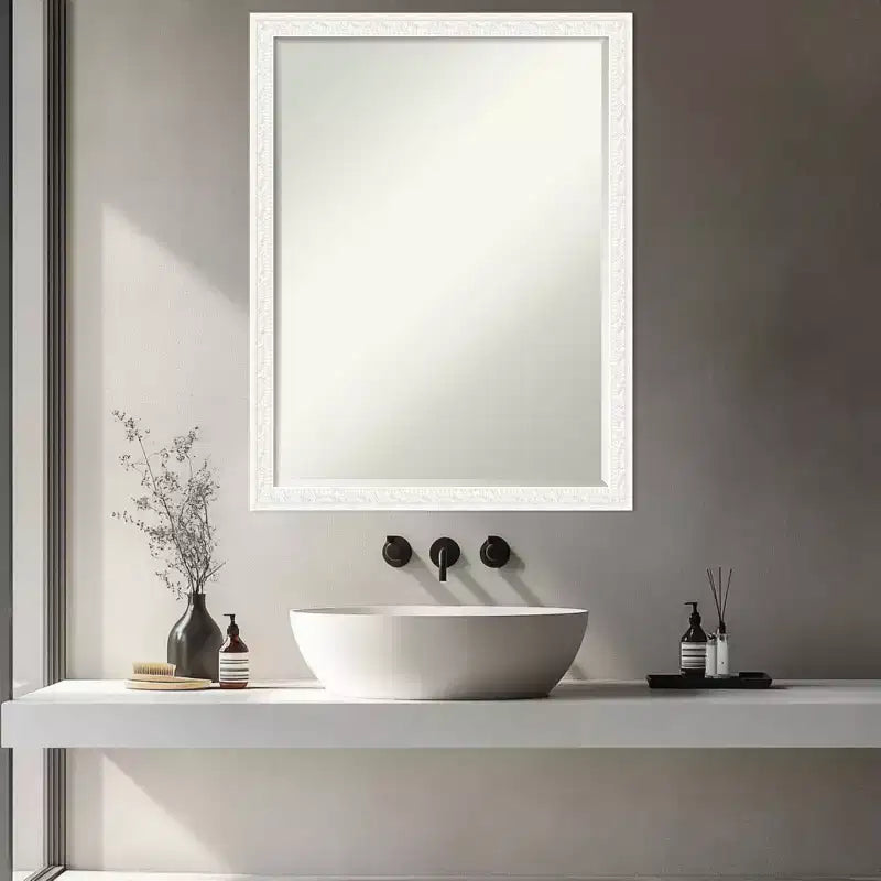 Half-Inch Bevel Wood Framed Bathroom Vanity Wall Mirror
