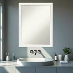 Miroir mural de salle de bain encadré en bois biseauté d'un demi-pouce