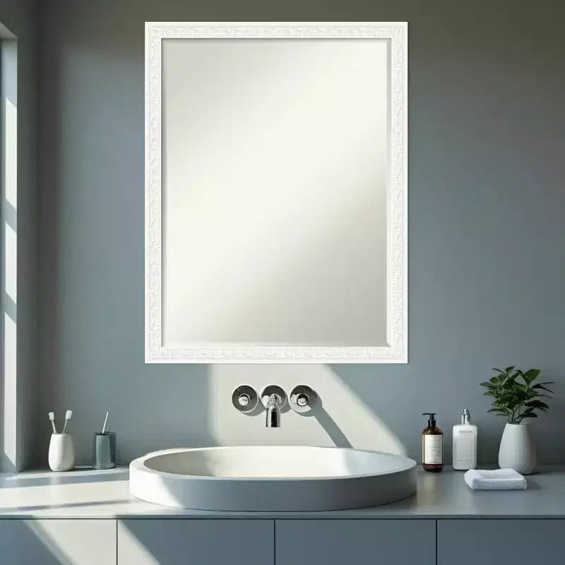 Half-Inch Bevel Wood Framed Bathroom Vanity Wall Mirror