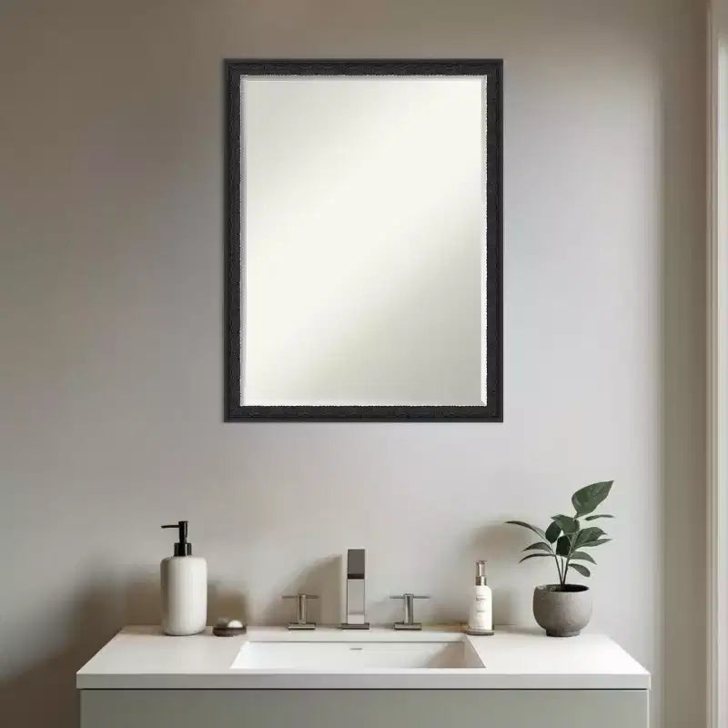Half-Inch Bevel Wood Framed Bathroom Vanity Wall Mirror