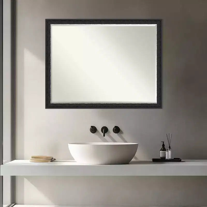Half-Inch Bevel Wood Framed Bathroom Vanity Wall Mirror