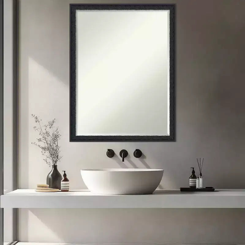 Half-Inch Bevel Wood Framed Bathroom Vanity Wall Mirror