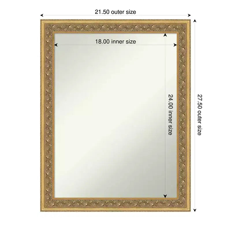 Dark Gold Non-Beveled Wood Framed Bathroom Vanity Wall Mirror