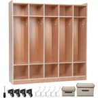 Kids Storage Locker, Rolling Coat Rack with Hooks and Cubbies, Child-Safe Design, for School, Classroom, Mudroom, Daycare