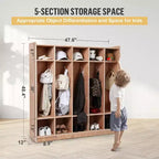 Casier de rangement pour enfants à 5 sections avec patères et casiers de rangement