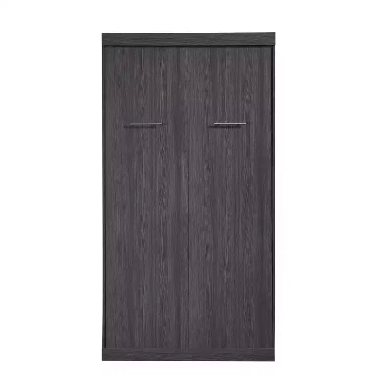 Foldable Wall Bed with Wardrobe and 3 Drawers, Space-Saving Fold-Away Bed Frame for Guest Room Home Office, Gray