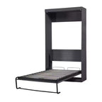 Lit mural pliant avec armoire et 3 tiroirs, cadre de lit escamotable peu encombrant pour chambre d'amis et bureau à domicile, gris