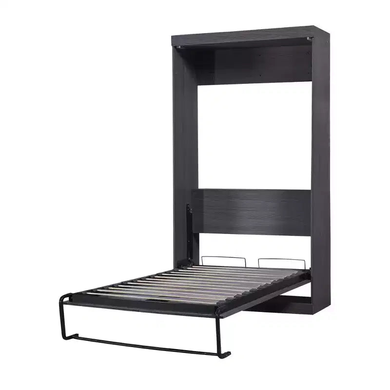 Foldable Wall Bed with Wardrobe and 3 Drawers, Space-Saving Fold-Away Bed Frame for Guest Room Home Office, Gray