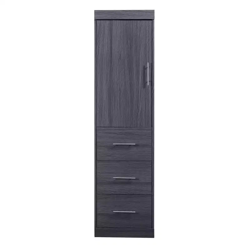 Foldable Wall Bed with Wardrobe and 3 Drawers, Space-Saving Fold-Away Bed Frame for Guest Room Home Office, Gray
