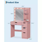 Coiffeuse avec miroir et lumières LED, Table de maquillage avec tiroirs et station de charge pour chambre à coucher