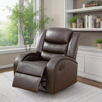 Fauteuil inclinable en similicuir, fauteuil inclinable à dossier réglable pour salon, marron