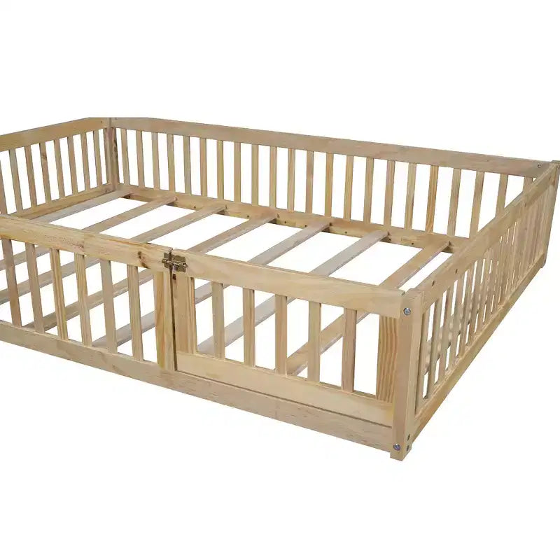 Full Size House Platform Bed with Guardrail for Kids